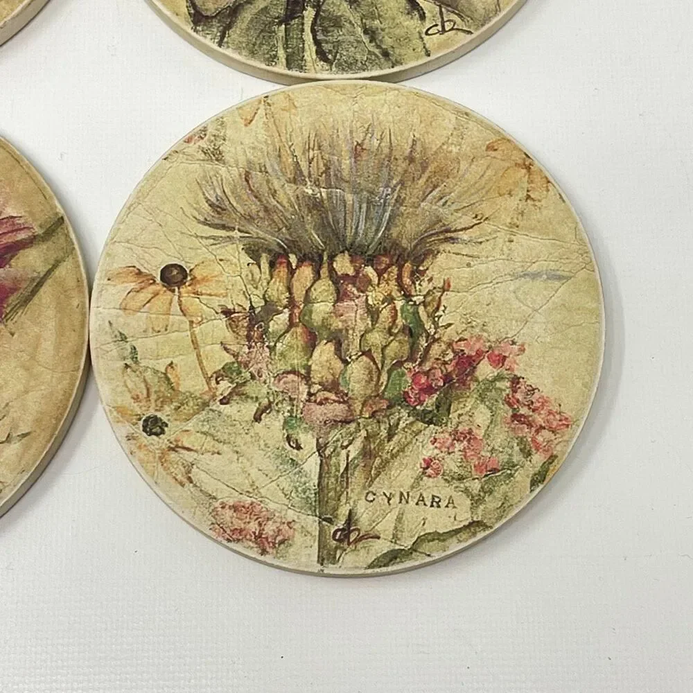 Coasterstone Coaster Stone Set of 4 Assorted Floral Flower Designs